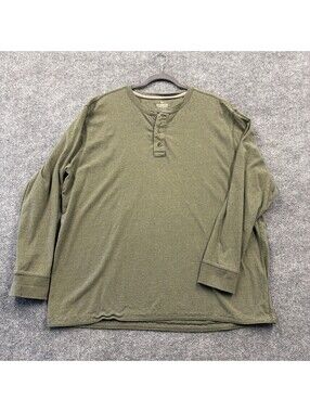 Outdoor Life Men’s Henley Shirt XXL Green Long Sleeve Cotton Casual